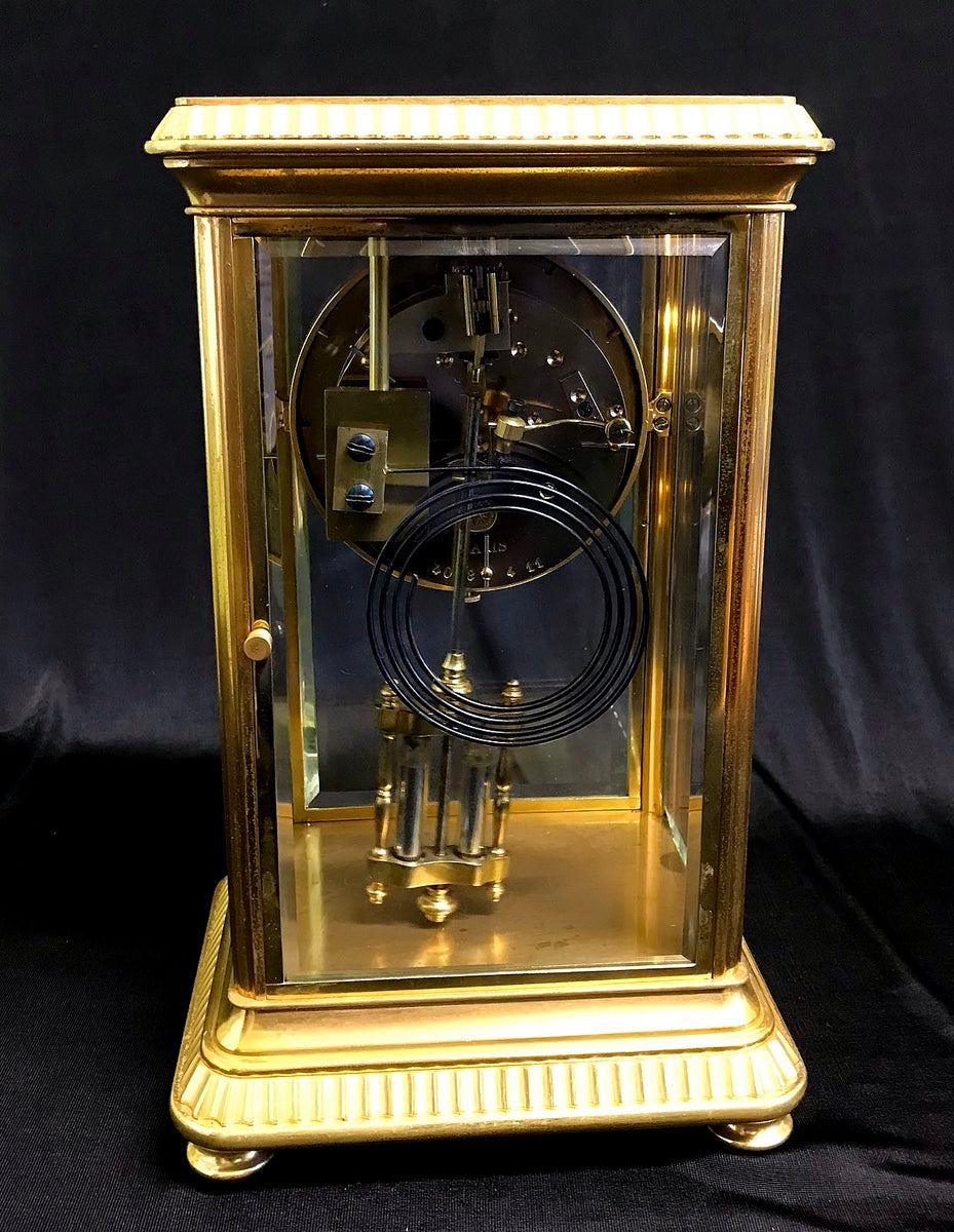 French Four Glass Striking Mantle Clock – A.W. Porter and Son